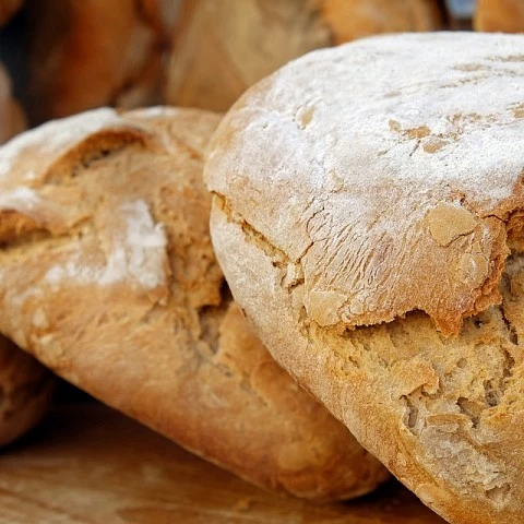 Homemade bread in a wood-fired oven