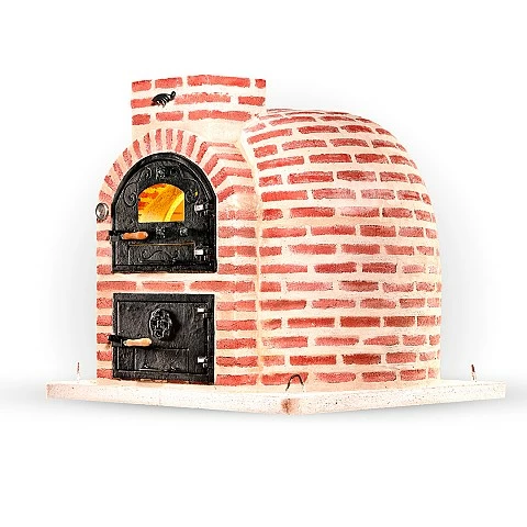 Horno de le�a con hornilla redonda ladrillo rojo - 2072