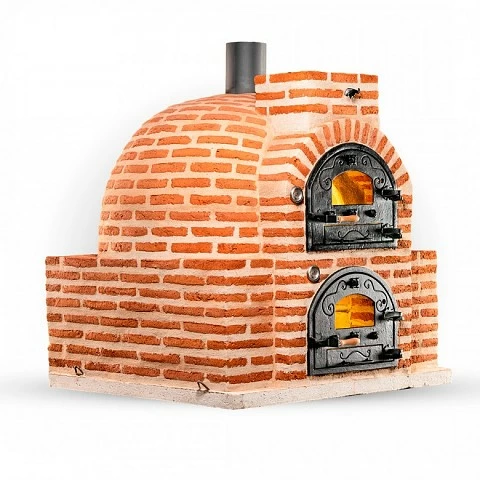 Horno de le�a envolvente hornilla cuadrada acabado ladrillo intemperie 