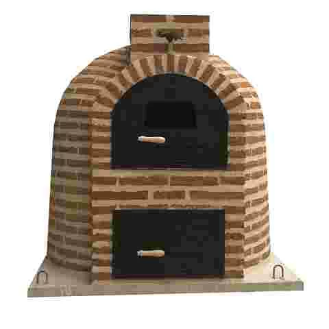 Oven with round-shaped burner and finished in brick - 1333