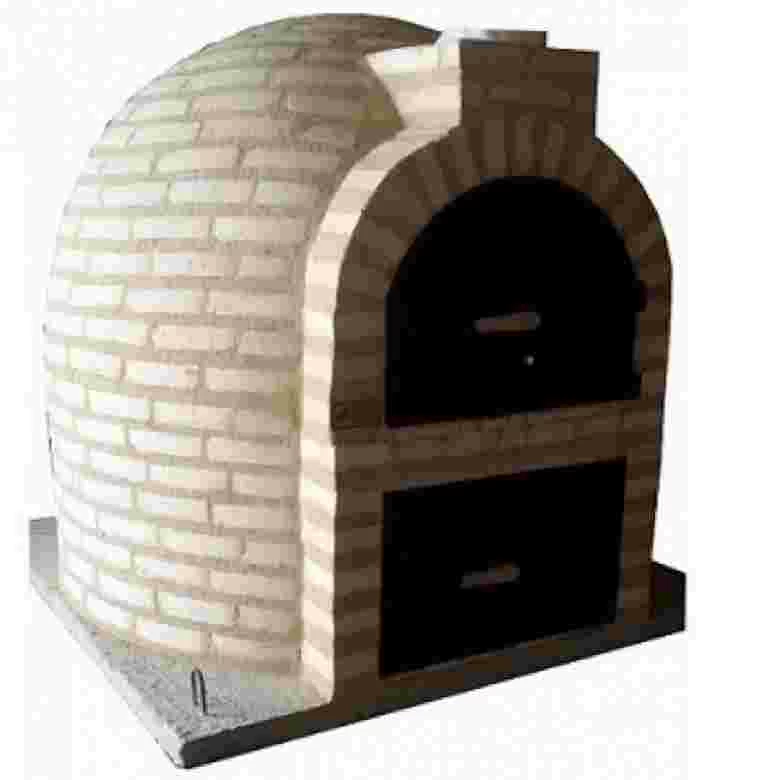 Oven with round-shaped burner and finished in brick - 134
