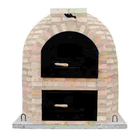 Oven with round-shaped burner and finished in brick - 135