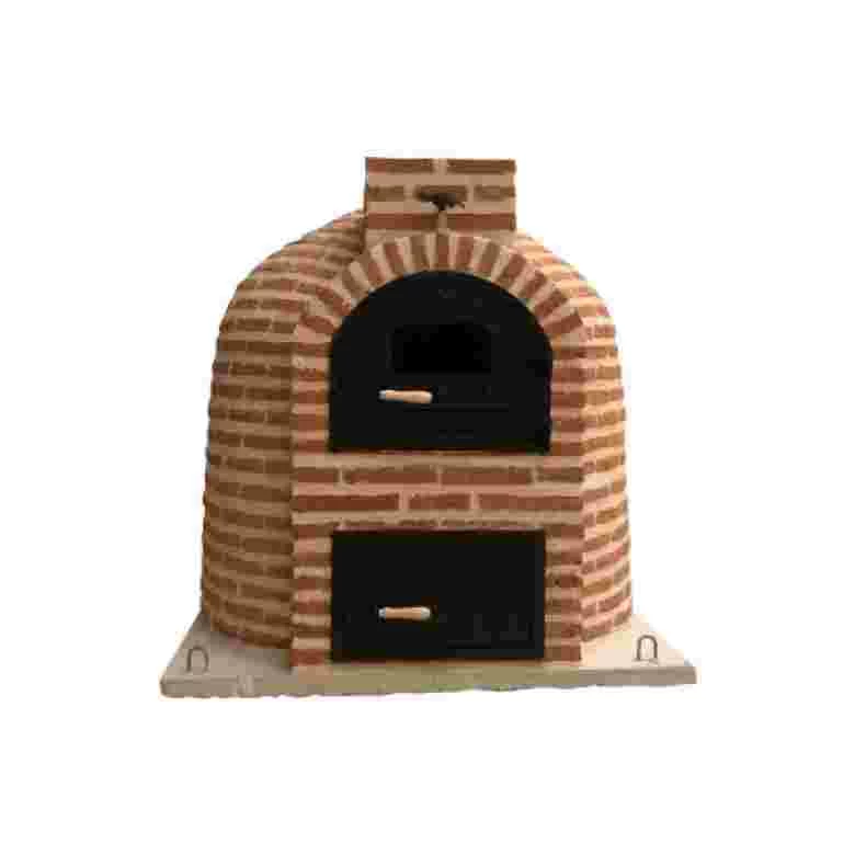 Oven with round-shaped burner and finished in brick - 1408