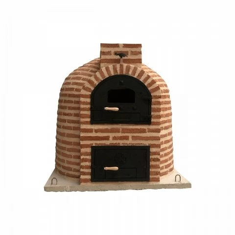 Oven with round-shaped burner and finished in brick - 1408