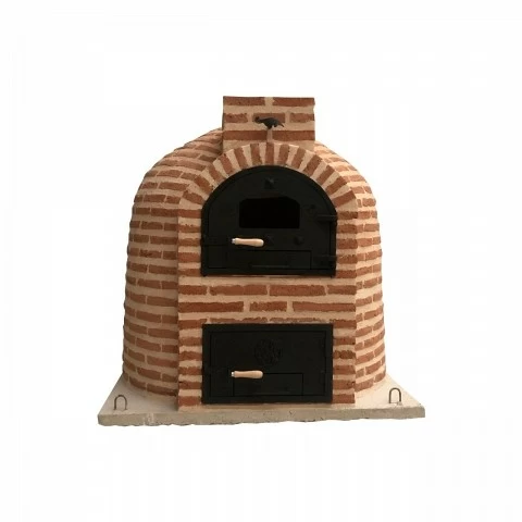 Oven with round-shaped burner and finished in brick - 1430