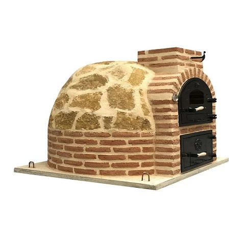 Oven with round-shaped burner finished in stone - 1344