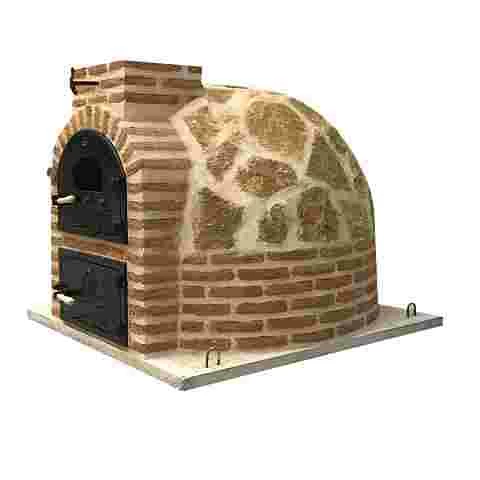 Oven with round-shaped burner finished in stone - 1346
