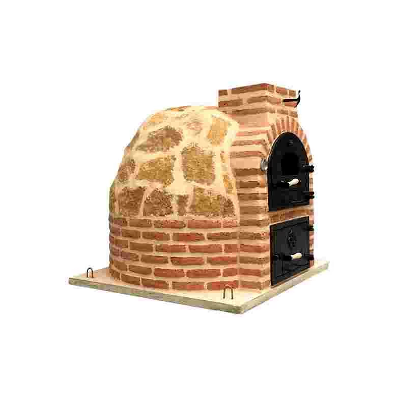 Oven with round-shaped burner finished in stone - 1426