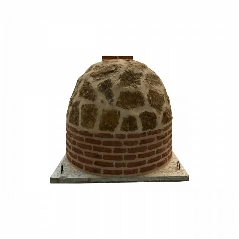 Oven with round-shaped burner finished in stone - 1428