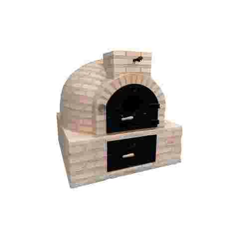 Oven with square-shaped burner and finished in brick  - 1431
