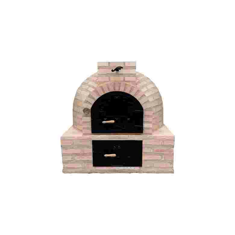 Oven with square-shaped burner and finished in brick  - 1432