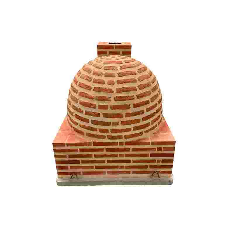 Oven with square-shaped burner and finished in brick  - 1438