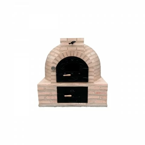 Wood-fired oven with a square burner in brick finish - 1499