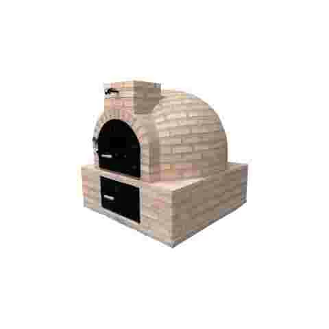 Wood-fired oven with a square burner in brick finish - 1500
