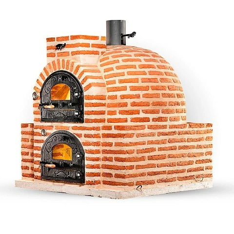 Wood-fired oven with a square burner in brick finish - 1827 Wood-fired oven with a square burner in brick finish - 1827