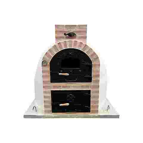 Wood-fired oven with burner, classic finish.
