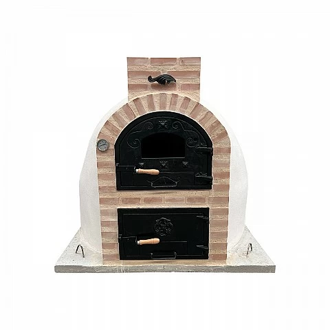 Wood-fired oven with burner, classic finish.