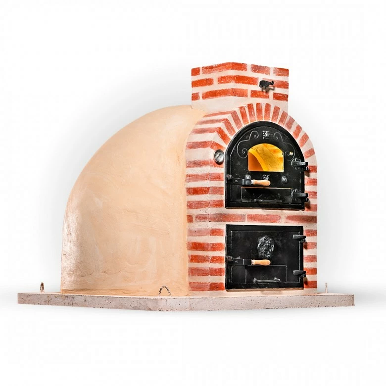Wood-fired oven with burner, classic finish.