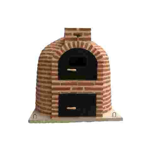 Wood-fired oven with round burner finished in weatherproof brick. - 1494