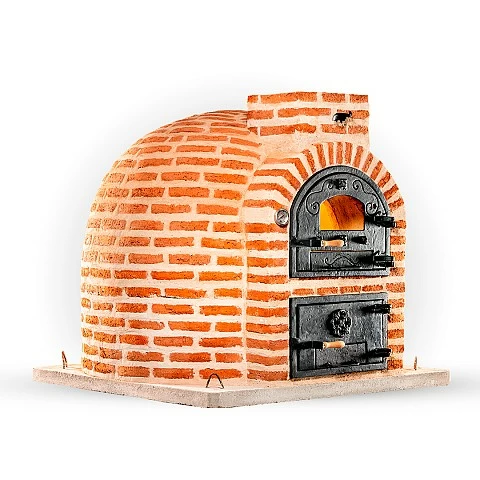 Wood-fired oven with round burner finished in weatherproof brick. - 1966